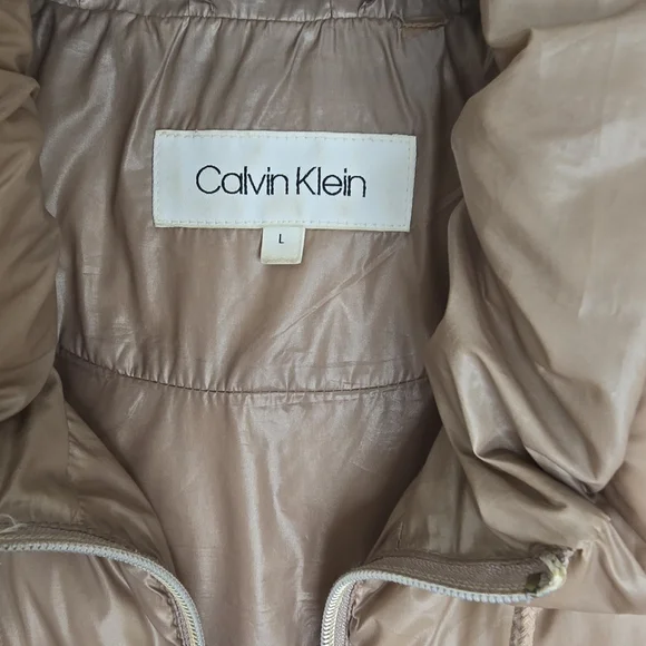 Calvin Klein Women's Vest Performance Puffer Zipper Down Sliver Jacket Sz L - Picture 5 of 6